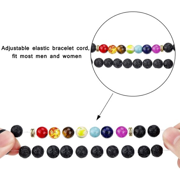 18 Pcs Chakra Bracelets for Women Men - Healing Stones, Relax & Yoga, Adjustable - Picture 5 of 7
